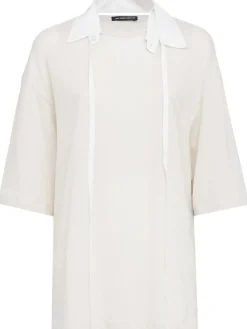 Agapi cotton t-shirt w/ collar detail