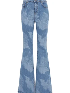 Angel print flared skinny jeans