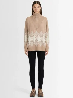 Betty jacquard half-zip sweater