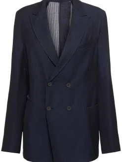 Blazer doppio petto Dina in lana e lino