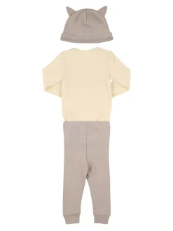 Body, pantaloni e cappello in cotone organico