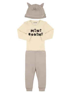 Body, pantaloni e cappello in cotone organico