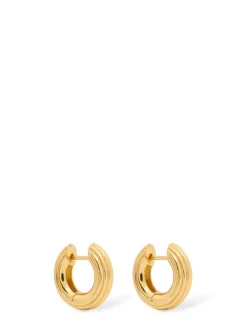Bold grooved small hoop earrings