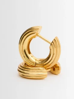 Bold grooved small hoop earrings