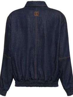 Bomber in denim con zip