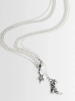 Boot double chain silver necklace