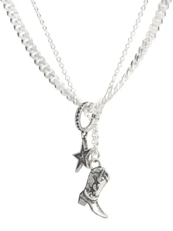 Boot double chain silver necklace