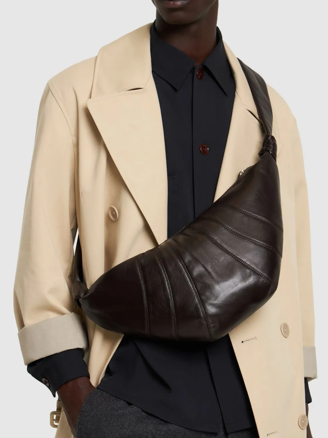 Borsa media Croissant in nappa