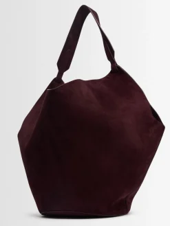 Borsa shopping media Lotus in camoscio