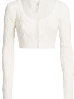 Cable knit nylon blend cardigan