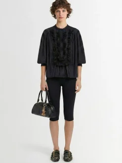 Camicia in misto seta con ruches