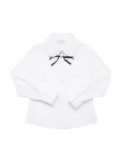 Camicia in popeline di misto cotone con fiocco
