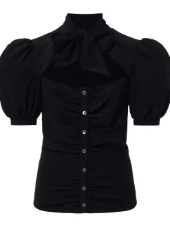 Camicia in seta drappeggiata con fiocco