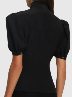 Camicia in seta drappeggiata con fiocco