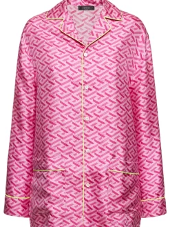 Camicia in twill di seta monogram