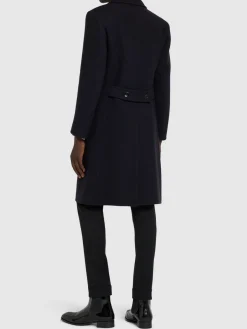 Cappotto doppiopetto in twill di lana