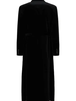 Cappotto lungo in velluto di cotone con cintura