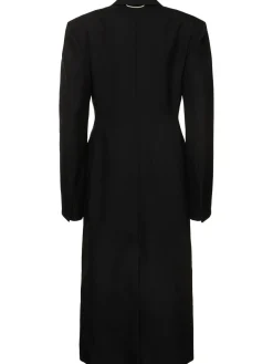 Cappotto midi in lana con spilla