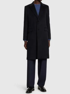 Cappotto monopetto in cashmere / revers a lancia