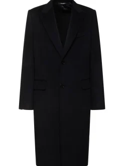 Cappotto monopetto in cashmere / revers a lancia