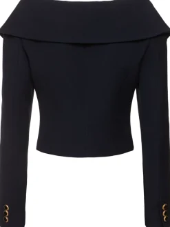 Cardigan con spalle scoperte in lana