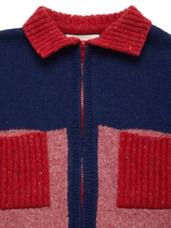 Cardigan in maglia color block