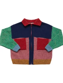 Cardigan in maglia color block