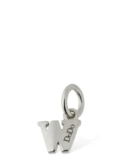 Charm W in oro bianco 18kt con diamanti