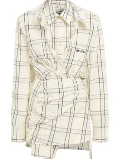 Checked cotton mini dress
