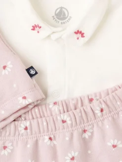 Cotton cardigan, bodysuit & pants