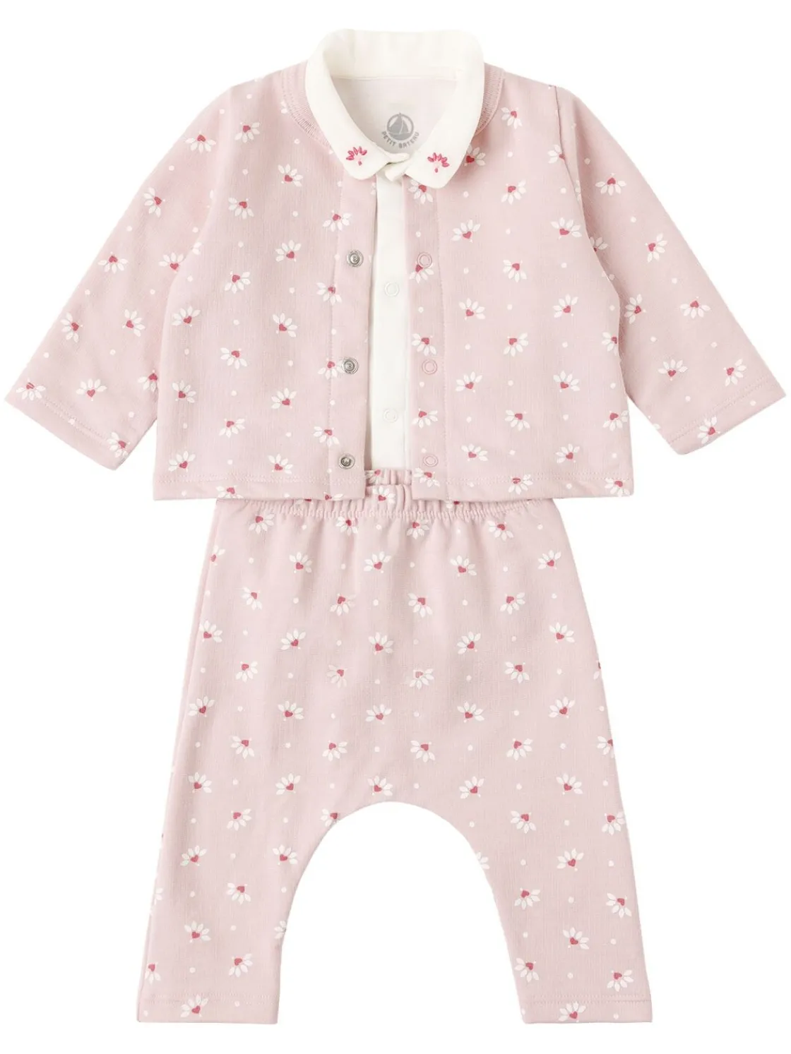 Cotton cardigan, bodysuit & pants