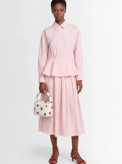 Cotton poplin shirt w/ peplum
