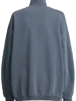Cotton slouchy half-zip pullover