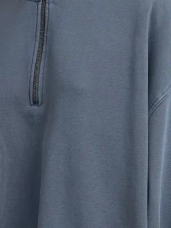 Cotton slouchy half-zip pullover