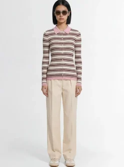 Cotton wide leg tailored pants