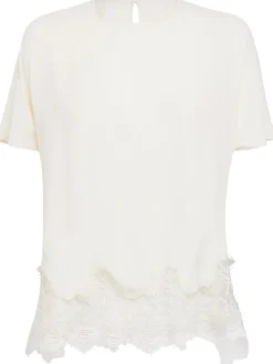 Crepe de chine top w/ lace
