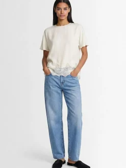 Crepe de chine top w/ lace