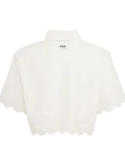 Cropped eyelet lace shirt