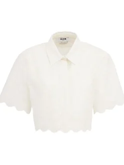 Cropped eyelet lace shirt