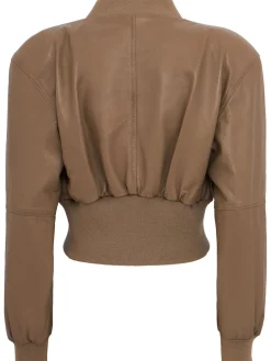 Cropped leather jacket