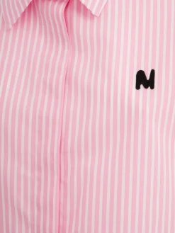 Cropped short sleeve cotton shirt