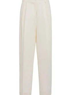 Double-pleat viscose & linen wide pants