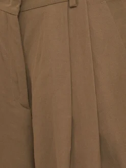 Double-pleat viscose & linen wide shorts