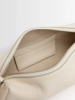 Elongated leather shoulder bag