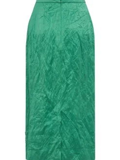 Embellished textured satin pencil skirt