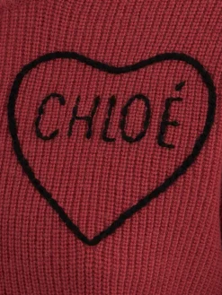 Embroidered logo wool blend knit sweater