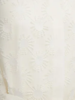 Embroidered mini shirt dress w/ belt