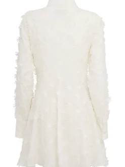 Embroidered mini shirt dress w/ belt