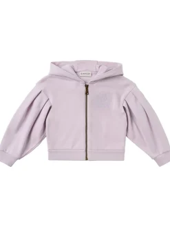 Embroidered zip-up cotton hoodie