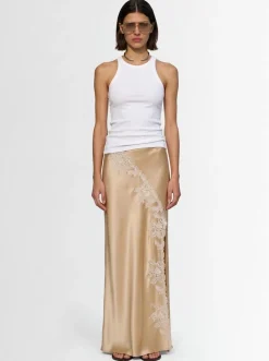 Erika satin & lace long skirt